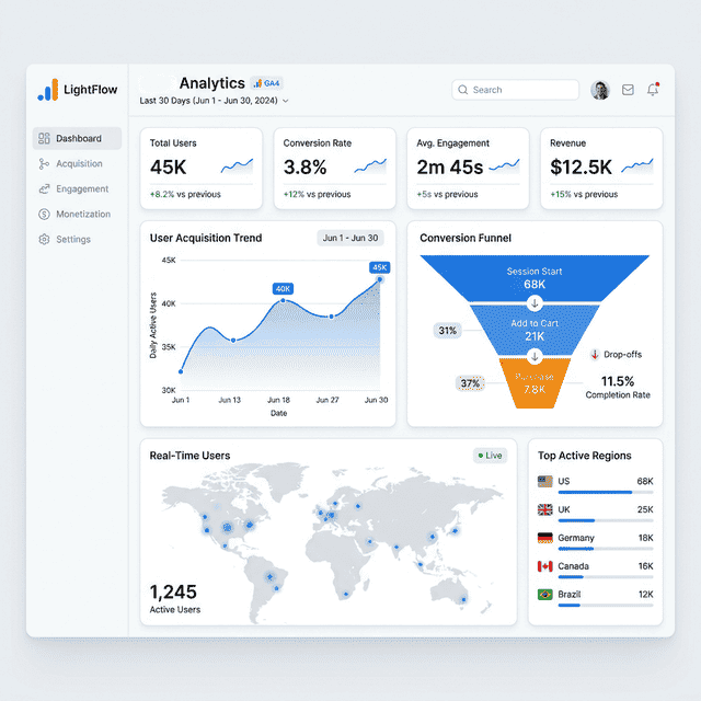 Google Analytics 4 Insights Mockup